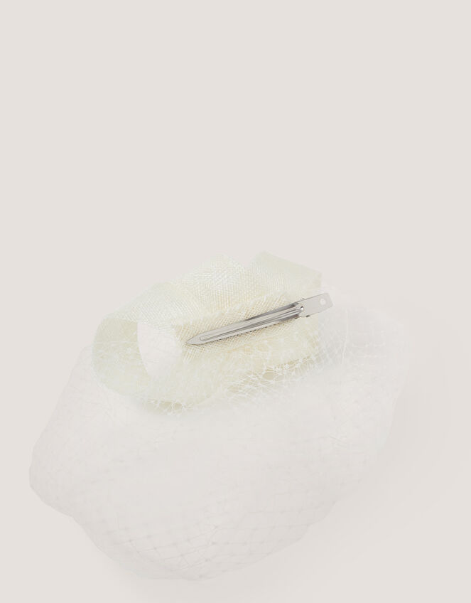 Alexia Twist Veil Fascinator Hair Slide, Ivory (IVORY), large