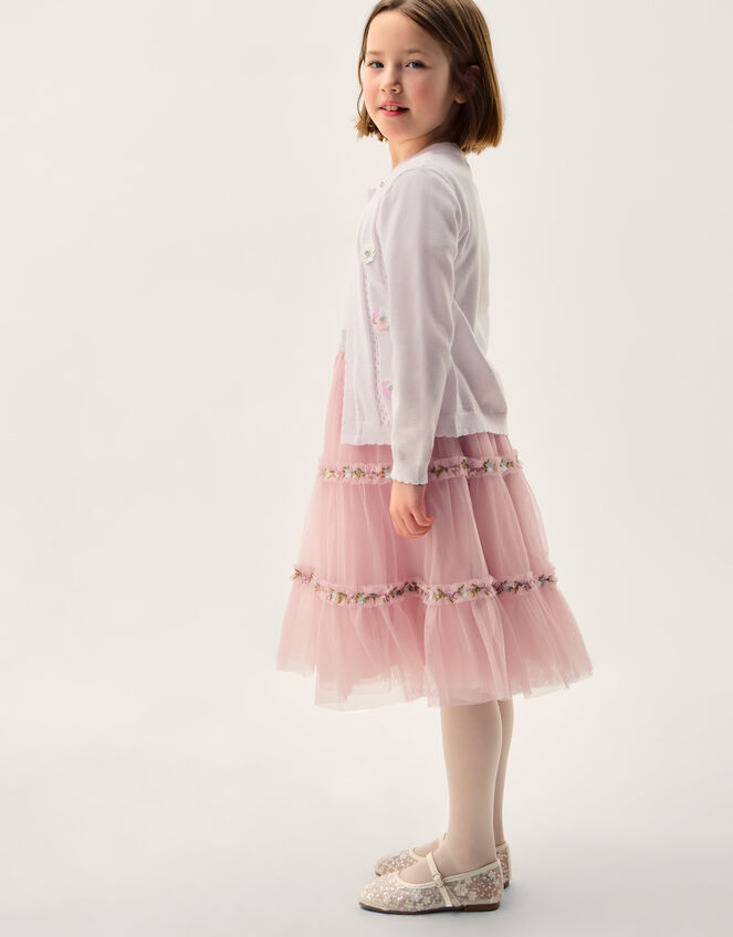 Floral Embroidered Tulle Skirt, Pink (PINK), large