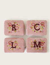 Initial Embellished Make Up Bag, Pink (PINK), large