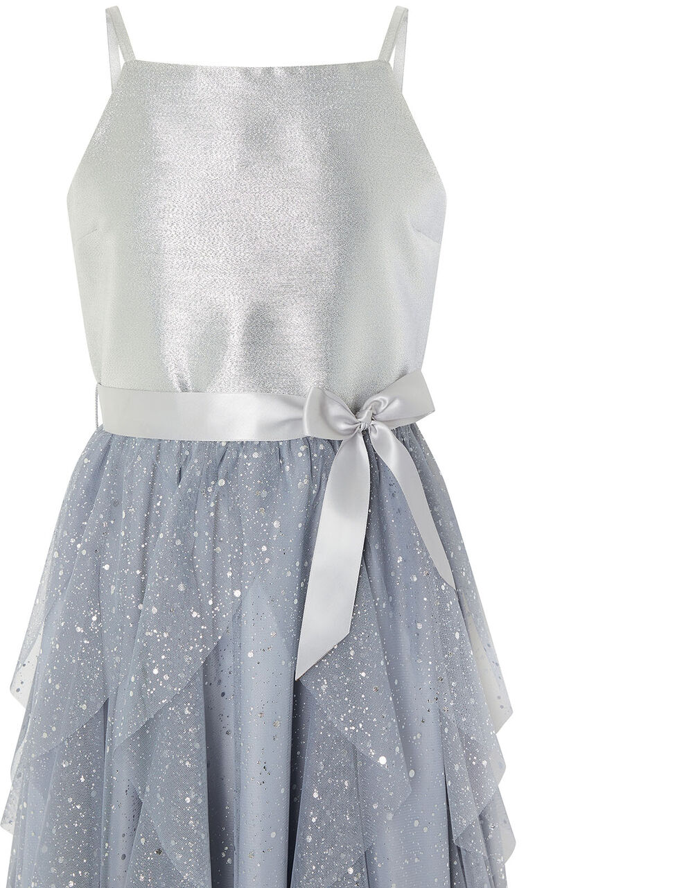 Ruffle Maxi Prom Dress Silver | Girls' Dresses | Monsoon UK.