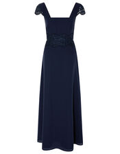 Amanda Lace Square Neck Dress , Blue (NAVY), large