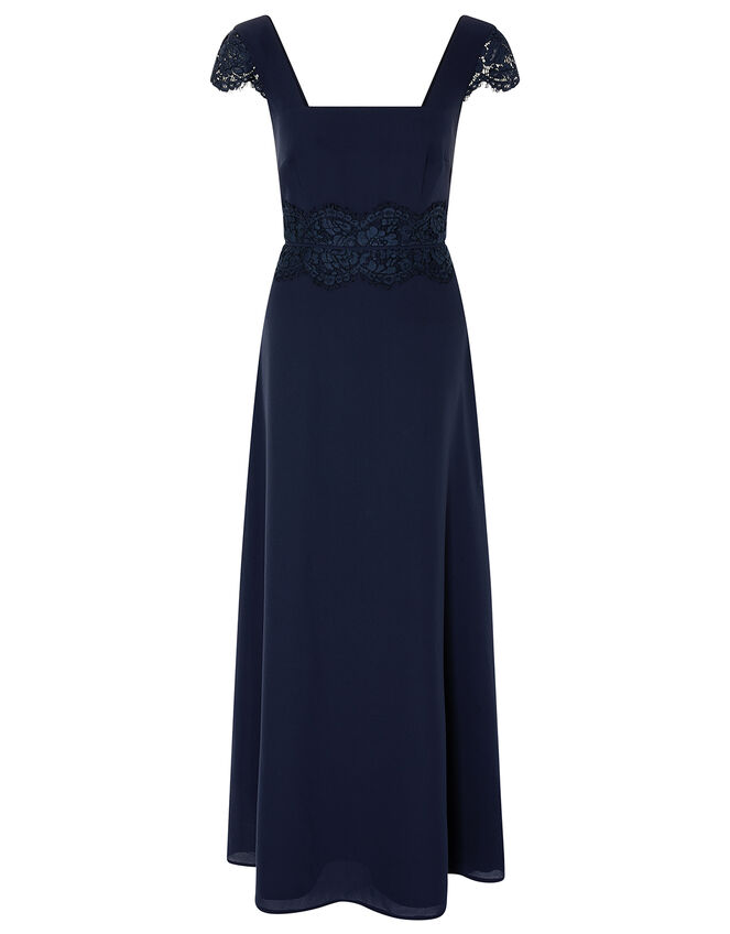 Amanda Lace Square Neck Dress , Blue (NAVY), large
