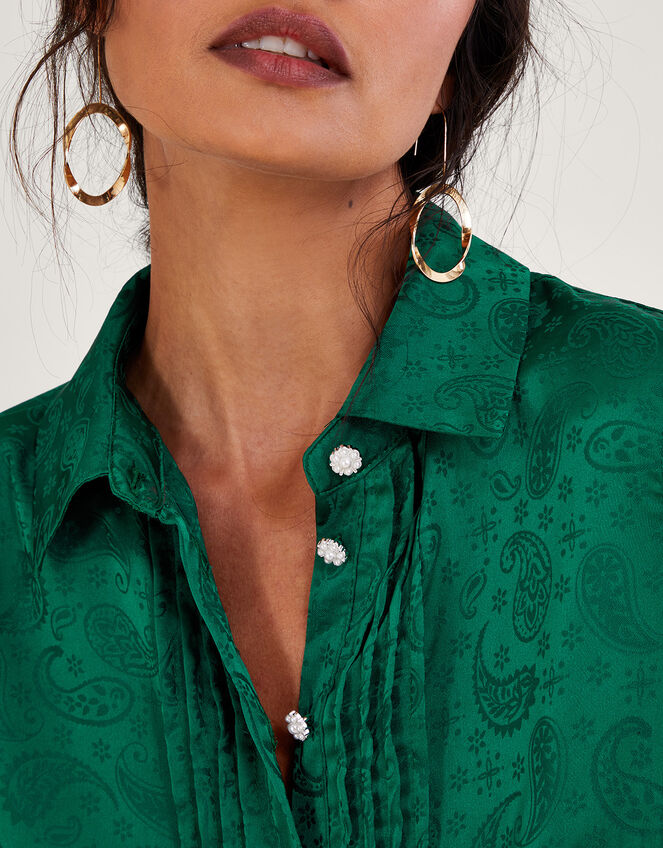 Sophia Satin Print Blouse , Green (GREEN), large