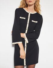 Nala Scallop Knit Mini Dress, Black (BLACK), large