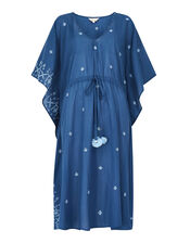 East Petra Embroidered Kaftan, Blue (BLUE), large