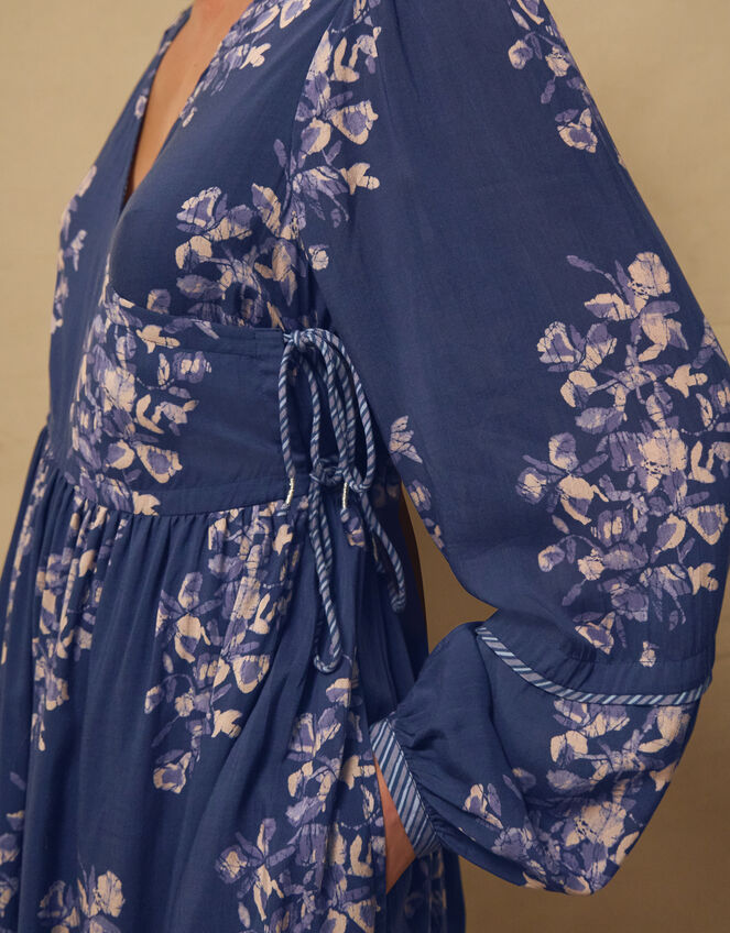 East Kerstin Floral Print Midi Wrap Dress, Blue (BLUE), large