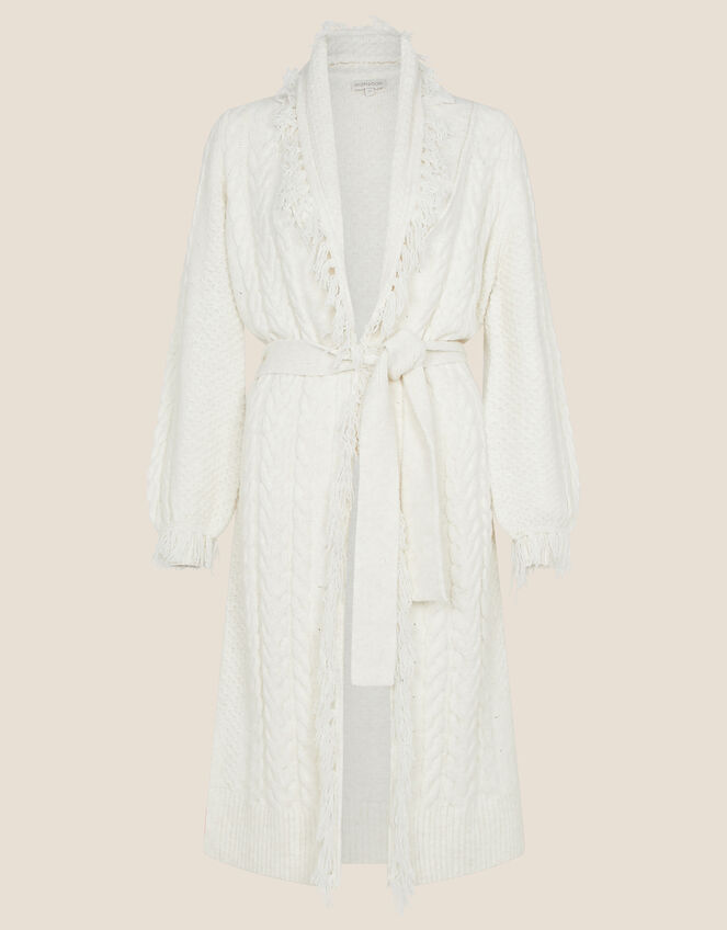 Fran Longline Cable Stitch Cardigan, Ivory (IVORY), large