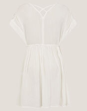 Crochet Kaftan Dress, White (WHITE), large