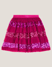 Sequin Ruffle Disco Skirt, Red (RED), large