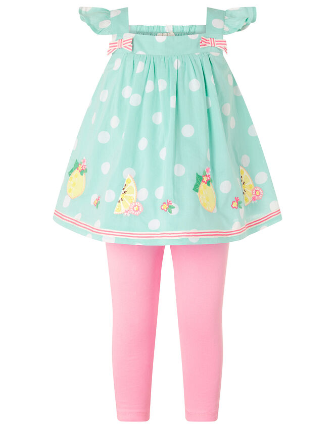 Baby Lily Lemon Top and Legging Set, Blue (AQUA), large