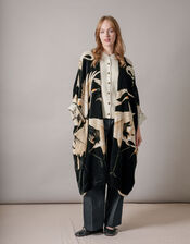One Hundred Stars Velvet Stork Print Kimono, , large