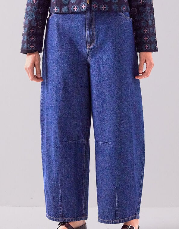 East Ozla Denim Barrel Trousers, Blue (DENIM), large