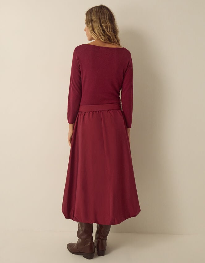 Mikayla Long Sleeve Bubble Hem Midi Dress, Red (BURGUNDY), large