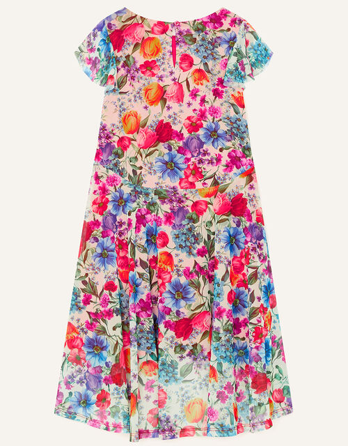 Floral Print Lace Net Dress, Multi (MULTI), large