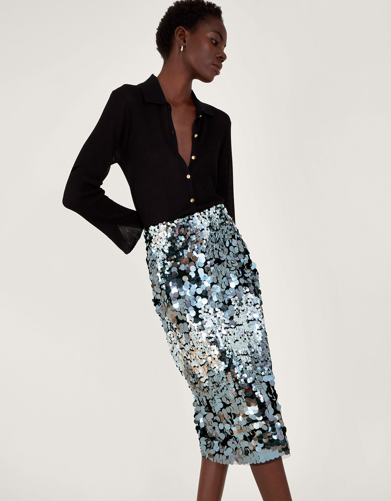 Silver sequin outlet skirt