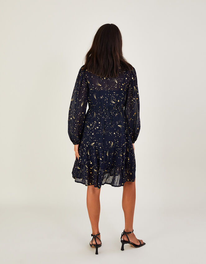 Constella Foil Sequin Dress, Blue (MIDNIGHT), large