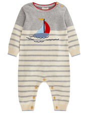 Newborn Freddie Boat Knit Sleepsuit , Grey (GREY), large