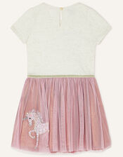 Disco Unicorn Short Sleeve Dress, Pink (PINK), large