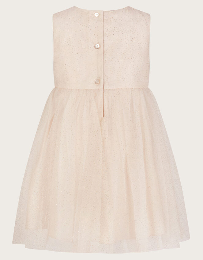 Baby Darcie 3D Flower Glitter Tulle Dress, Gold (GOLD), large