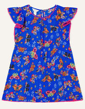 Butterfly Print Swing Dress in Sustainable Cotton, Blue (BLUE), large