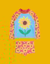 Frugi Rachel Rash Vest & Shorts Swim Set, Yellow (YELLOW), large