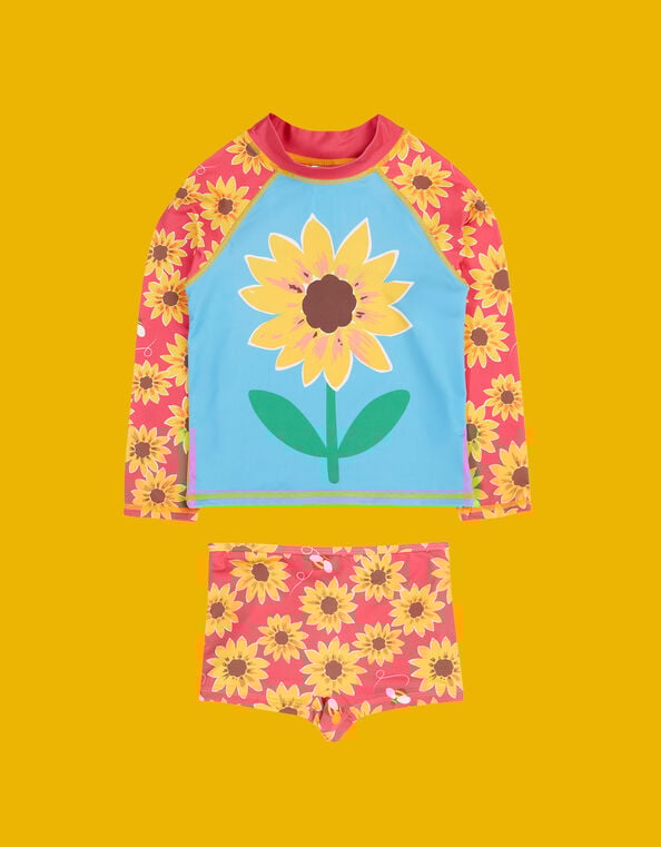 Frugi Rachel Rash Vest & Shorts Swim Set, Yellow (YELLOW), large