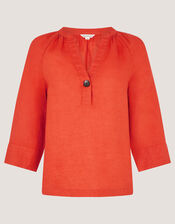 Gianna Linen Top, Orange (RUST), large