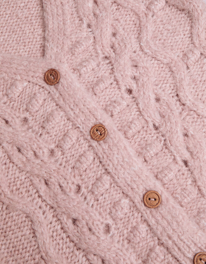 Cable Knit V-Neck Cardigan, Pink (PINK), large