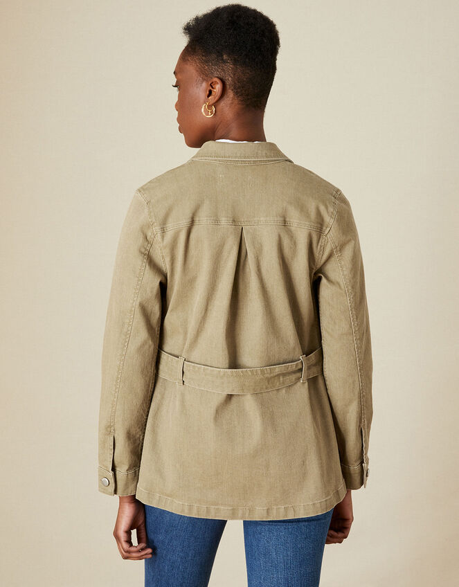 Clarissa Clay Dye Belted Jacket, Green (KHAKI), large