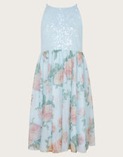 Truth Sequin Floral Tulle Dress, Blue (BLUE), large
