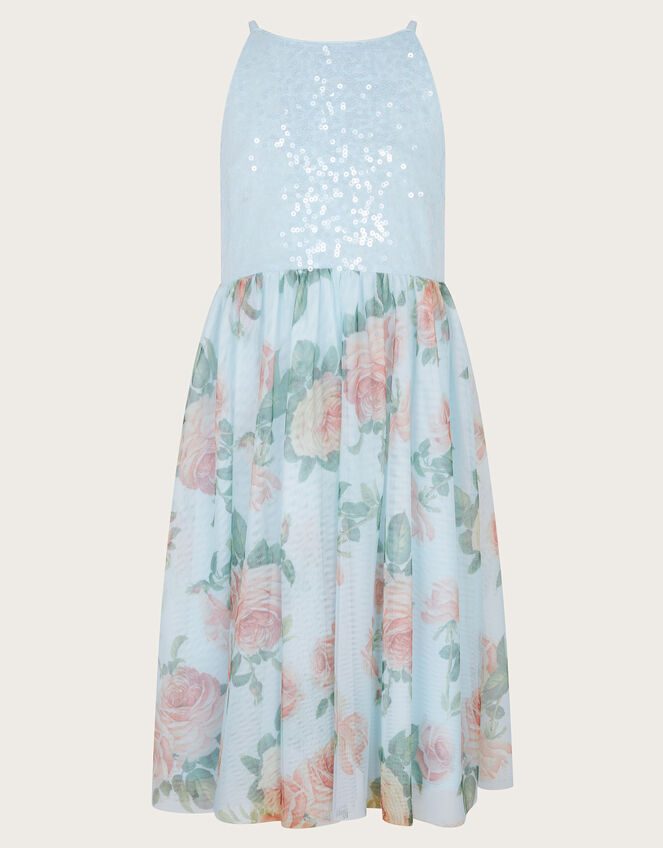Truth Sequin Floral Tulle Dress, Blue (BLUE), large