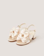 Double Bow Heeled Sandals, Ivory (IVORY), large