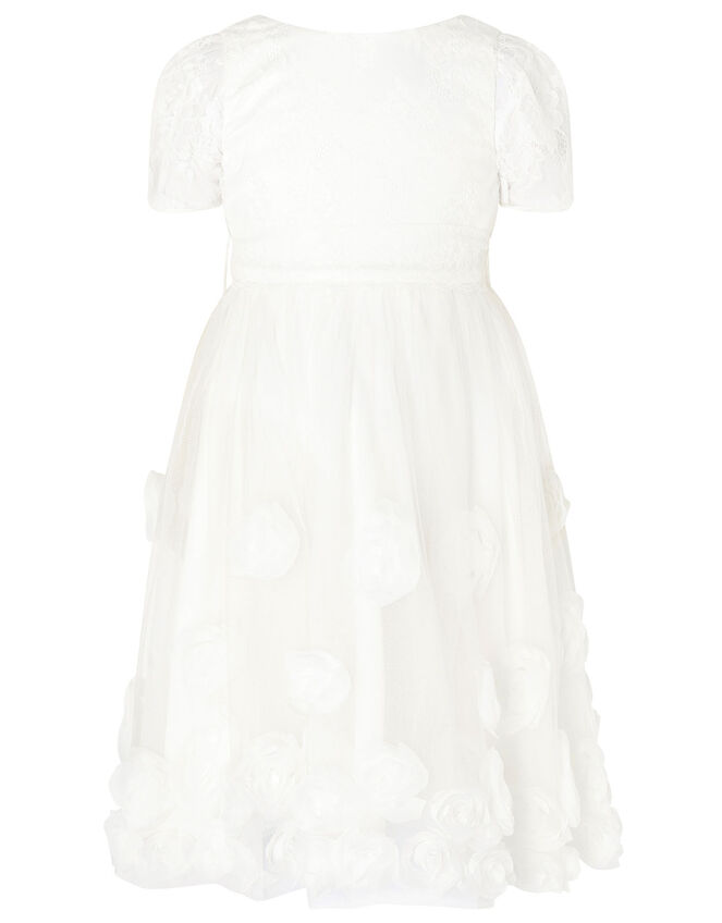 3D Roses Communion Dress, White (WHITE), large