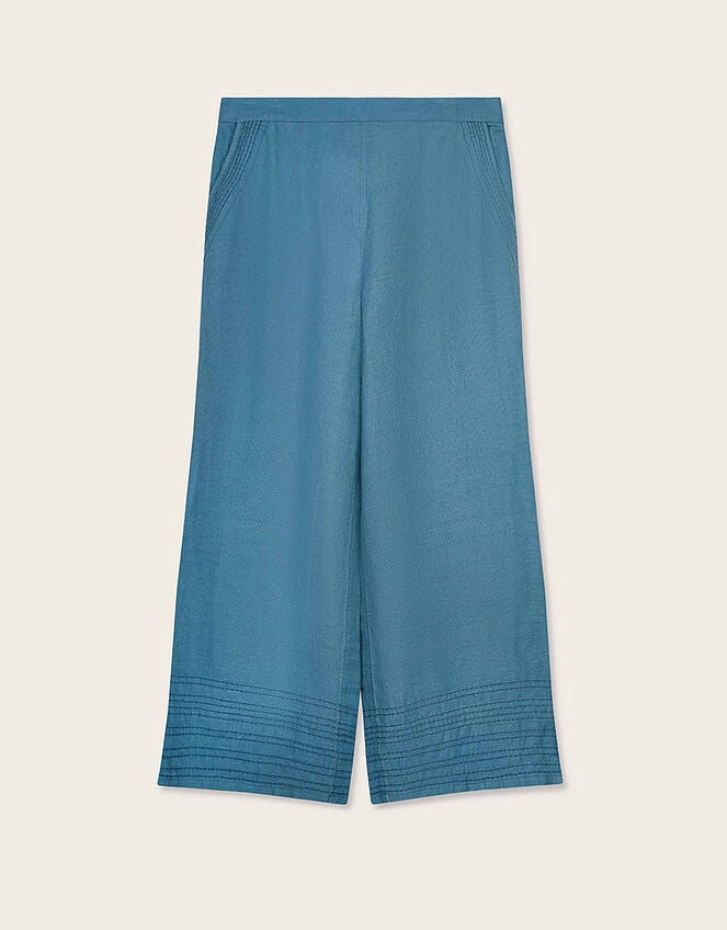 East Hetta Linen Tonal Embroidery Trousers, Blue (BLUE), large