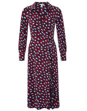 Carla Spot Print Midi Dress, Red (RED), large