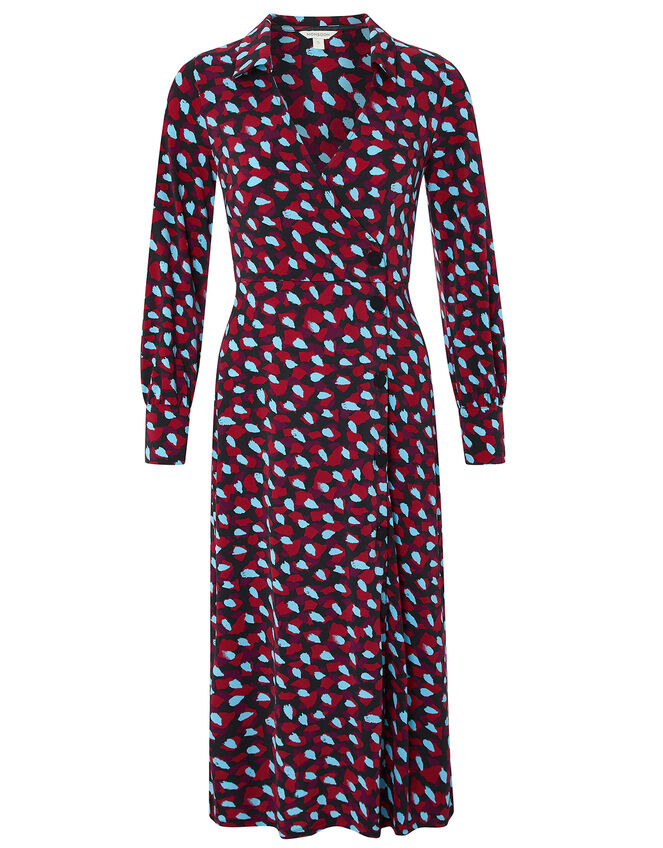 Carla Spot Print Midi Dress, Red (RED), large