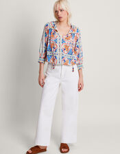 Riviera Bubble Hem Top, Blue (BLUE), large
