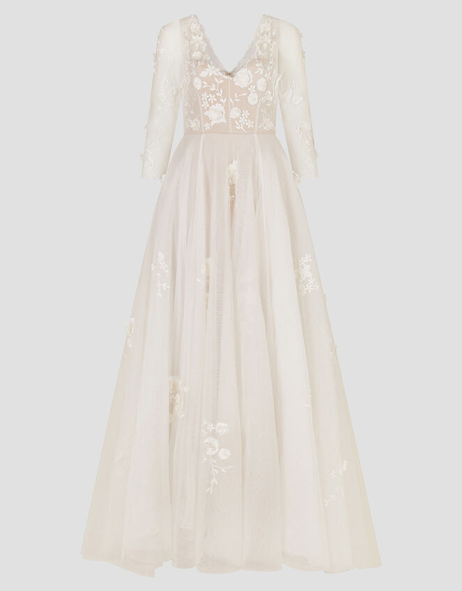 Lucy Embroidered Floral Maxi Wedding Dress, Ivory (IVORY), large