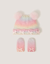 Baby Bow Ombr&eacute; Hat & Mittens Set, Multi (MULTI), large