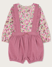 Newborn Ditsy Corduroy Short Dungaree Set , Pink (PINK), large