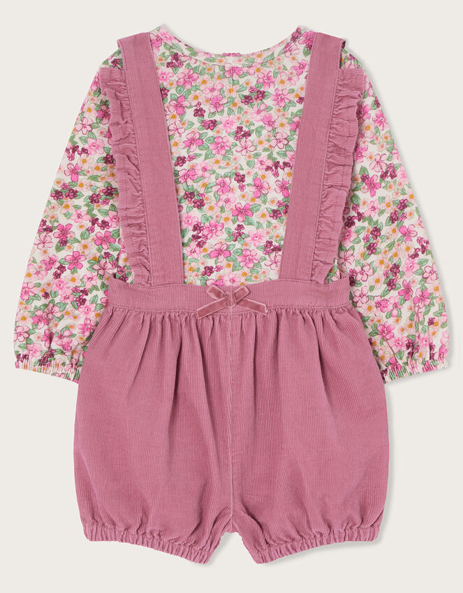 Newborn Ditsy Corduroy Short Dungaree Set , Pink (PINK), large