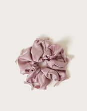 Large Satin Bow Hair Scrunchie, Pink (PINK), large