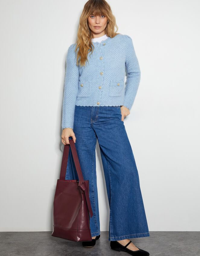Suki Stitch Cardigan, Blue (PALE BLUE), large