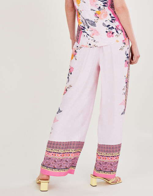 Phedra Print Trousers in Sustainable Viscose, Pink (BLUSH), large