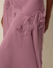 Ruby Sleeveless Asymmetrical Floral Embroidered Midi Dress, Pink (PINK), large