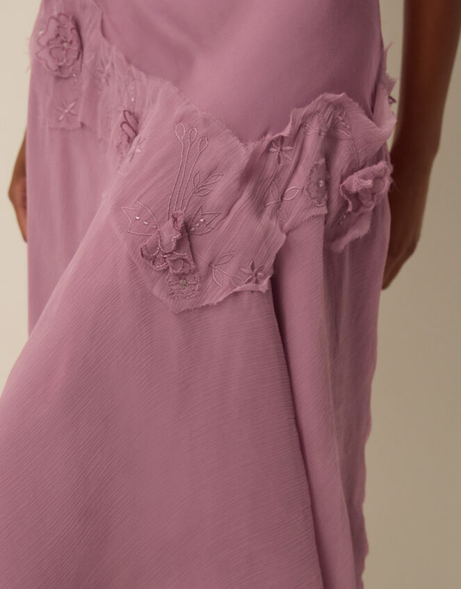 Ruby Sleeveless Asymmetrical Floral Embroidered Midi Dress, Pink (PINK), large