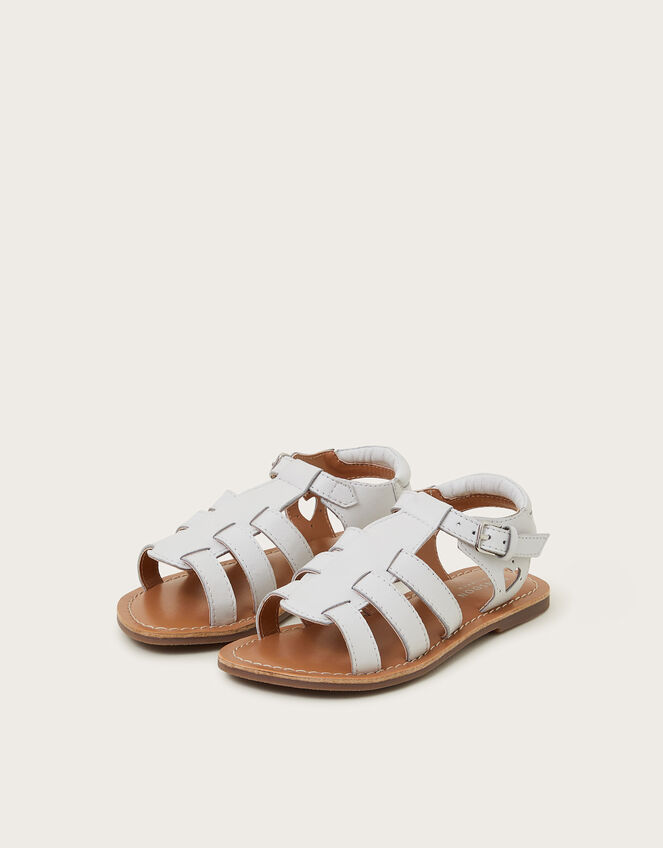 Leather Gladiator Sandals, Ivory (IVORY), large