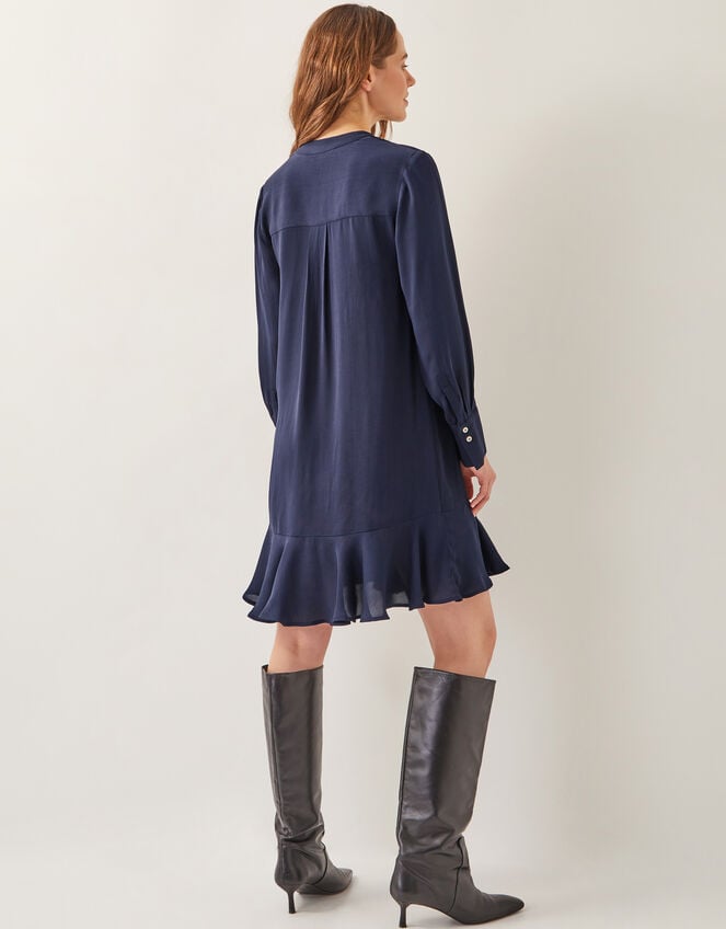 Lara Long Sleeve Frill Dress, Blue (NAVY), large