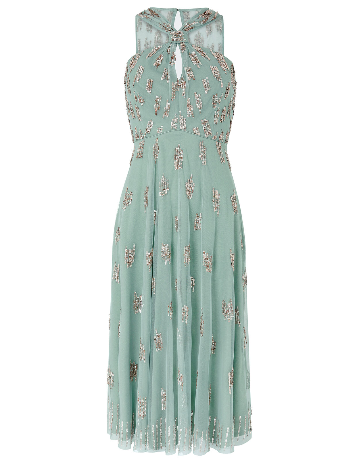 Gracella Sequin Halterneck Dress Green