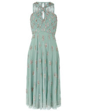 Gracella Sequin Halterneck Dress, Green (GREEN), large